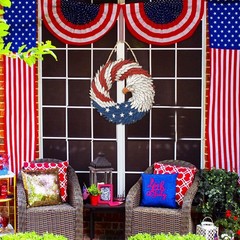 Versatile 4th of July Eagle Wreath – Rustic Wooden Door Sign for Indoor/Outdoor