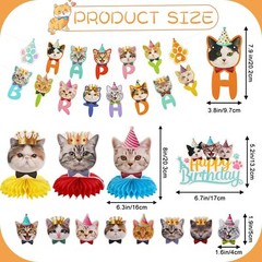 39 Pcs Cat Birthday Decorations Cat Birthday Party Supplies, 2 Pcs Birthday B…