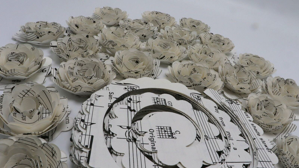 24 Precut & Unrolled Sheet Music Paper Flower Craft Kit – Make 1.5- 2 Inch Small