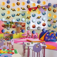 8 Pieces Space Hanging Decorations Solar System Planets Paper Garlands Outer …