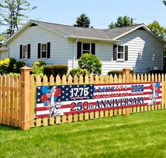 250 Anniversary USA Flag Banner – Durable 4th of July Decorations with 1776-2…