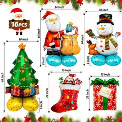 Christmas Mylar Balloons, Giant Large 16 Pcs Christmas Santa Claus Snowman Tr…