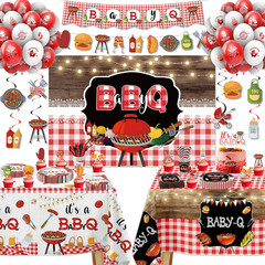 Baby Q Baby Shower Decorations, Red Gingham BBQ Baby Shower Party Supplies, Pape