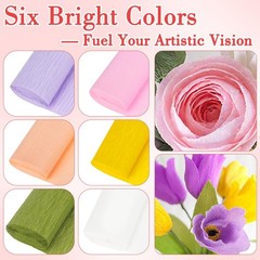 27 PCS Crepe Paper Roll Kit – 6 Rolls Crepe Paper Sheets with Floral Tape and 20