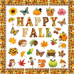 80 PCS Fall Cutouts Bulletin Board Decorations Set Pumpkin Maple Leaf Autumn