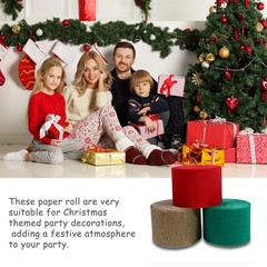 9 Pcs Party Decorations Crepe Paper Roll Streamers Red Green Gold Paper