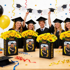 12 Pcs Graduation Box Centerpieces for Table, 6/7 Inch Photo Display Frame & Hol