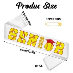 10 PCS Senior 2026 Softball Graduation Sashes White Class Sash Night Photo