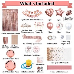 Party spot! 253 Pcs Birthday Decorations For Women, Rose Gold Party Decoratio…