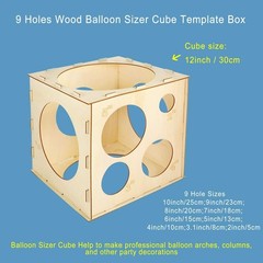 Pllieay 9 Sizes Collapsible Wood Balloon Sizer Cube Box for Balloons Decorati…