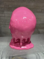 8” Hot Pink Gloss Paint Makeup Drip Skull Skeleton Head Gothic Horror Ornament