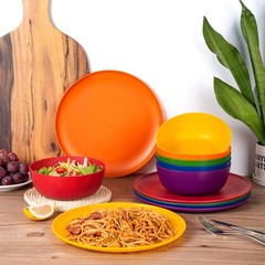 ZAINCA 10.5 inch Wheat Straw Dinner Plates Plastic inch, Multicolor