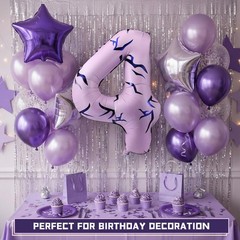 40 Inches Number 4 Balloon with Kpop Theme Tattoo Design Big Large Number Foi…