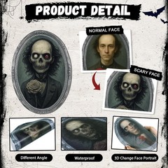 Waterproof 3D Changing Face Portraits – 12 Pack Horror Wall Decor for Halloween