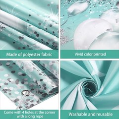Glittering Turquoise and Silver Party Backdrop 5.9 x 3.6 Feet for Celebrations