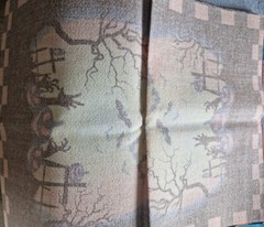 Halloween Table Runner Bats – Orange Red Linen – 14 x 71 Inches – Non-Slip – UK