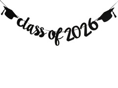 2026 Graduation Banners Party Decorations, Black Class of 2026 with Hat Graduati