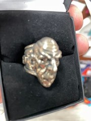 Nosferatu Face Plated Brushed Finish Brass Ring – Trick Or Treat Studios Size 9