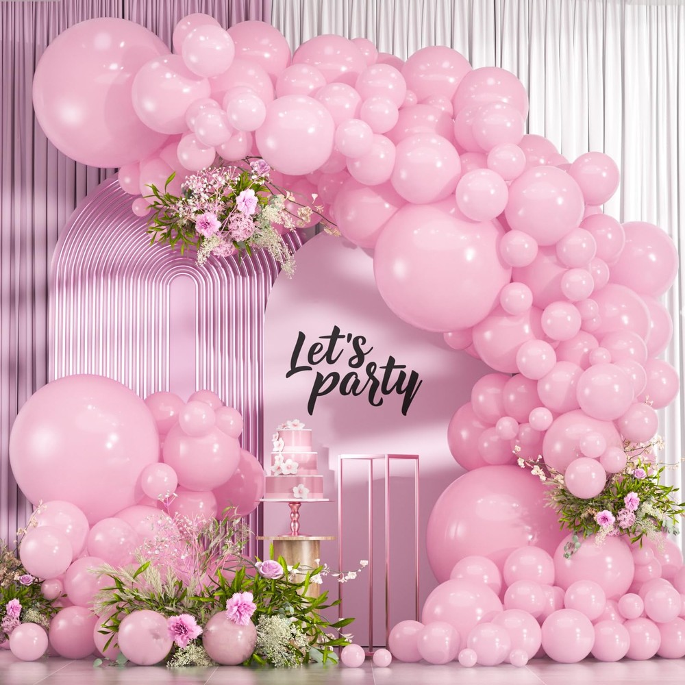 114pcs Light Pink Balloon Garland Arch kit, 18 12 10 5 inch Pastel Pink Latex…