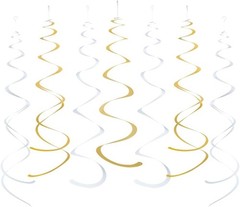 20 PCS Foil Swirl Hanging Decoration for Birthday Graduation Wedding Party Decor