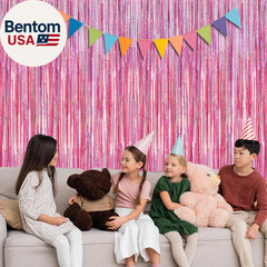 2 Pack Glitter Pink Backdrop, 3.28 FT X 7.05 FT Birthday Party Decorations, Lase