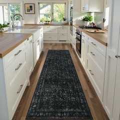 LEEVAN 2.6×8 Black Distressed Runners for 2.5’x8′, Ancient