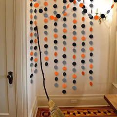 Orange Halloween Garland Halloween Party Decorations Polka Dot Circle Streamers