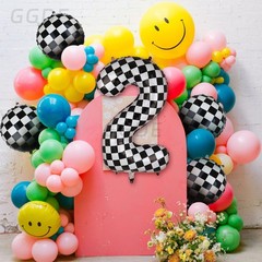 40 Inch Checkered Number Balloon 2 Black and White Two Fast Race Car Birthday…
