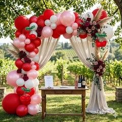 Red Pink Balloon Arch Double Latex Pink White Pearl Balloons Red Green Long B…