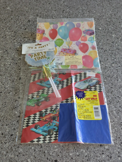 Party Supplies Bundle – Wrapping Paper & Party Picks