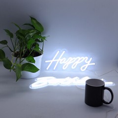 Happy Birthday Cold White Integrative Neon Sign 18X7.05 inches+13.3X6.2 inches