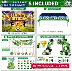 Soccer Birthday Party Decorations Set, Soccer Party Supplies with 6 x 4 ft Backd
