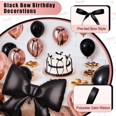 19th Decorations for Girls , Rose Gold & Black Bow Coquette Happy 19th Party …