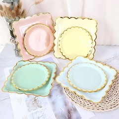 7 Inch Paper Plates Dinner Size Disposable Plate 40 Pack Pastel Macaron Color…