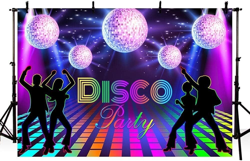 8x6ft The 80s Disco Party Backdrop for Hip Hop Rock Music Retro Flash Stage Back