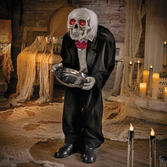 3 Ft. Standing Black & White Skeleton Butler Halloween Decoration – ATC