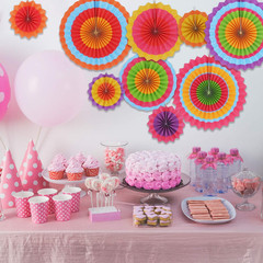 24 Colorful Hanging Paper Fan round Wheel Disc for Fiesta Party Supplies Decorat