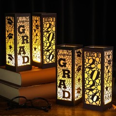 6 PCS Class of 2026 Graduation Lantern Boxes LED Candles Table Decor