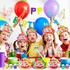 144 PCS Birthday Crowns for Kids Classroom Include 36 Colorful Birthday Paper Ha