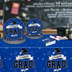 122 Pcs 2026 Graduation Decorations Serves 30, Graduation Party Plates and Napki
