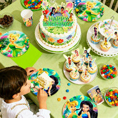 112 Pcs Tinker Bell Party Supplies Birthday Decora Tableware Balloons Backdrop