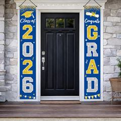 Graduation Decorations 2026, Blue and Gold Door Porch Signs, Graduation Banner C
