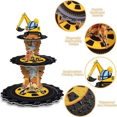 Construction Birthday Cupcake Stand, 3 Tier | Construction Theme, Cardboard, …