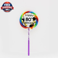 80Th Birthday Themed Lollipops 2 Inch – 3 Count – Happy Birthday Hard Candy – Pe