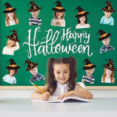 50 PCS Halloween Witch Black Hat Bulletin Board Cutouts Paper Craft Art Decor