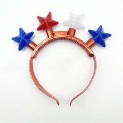 Light Up Red Blue White Star Headband for Women Men Fourth of July Celebration