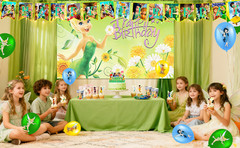 112 Pcs Tinker Bell Party Supplies Birthday Decora Tableware Balloons Backdrop
