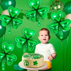 12 Pcs St Patrick Day Balloons,18 Inch Shamrock Balloons,Clover Foil Balloon,…