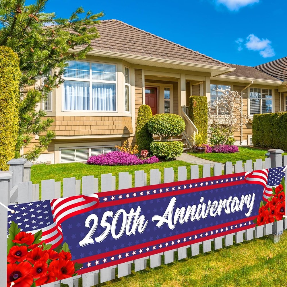 America 250th Anniversary Banner for Fence 4th of July Fourth of July Patriotic
