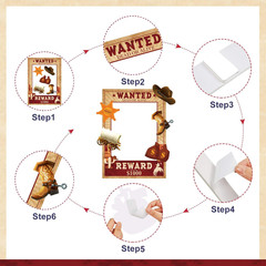 West Wanted Photo Booth Prop Kit Cowboy Party Decoration Wild Western Cowboy The